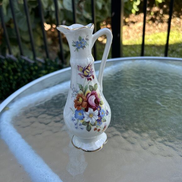 Vintage Old Foley James Kent Strawberries Butterflies Bud Vase Pitcher England - Picture 4 of 10